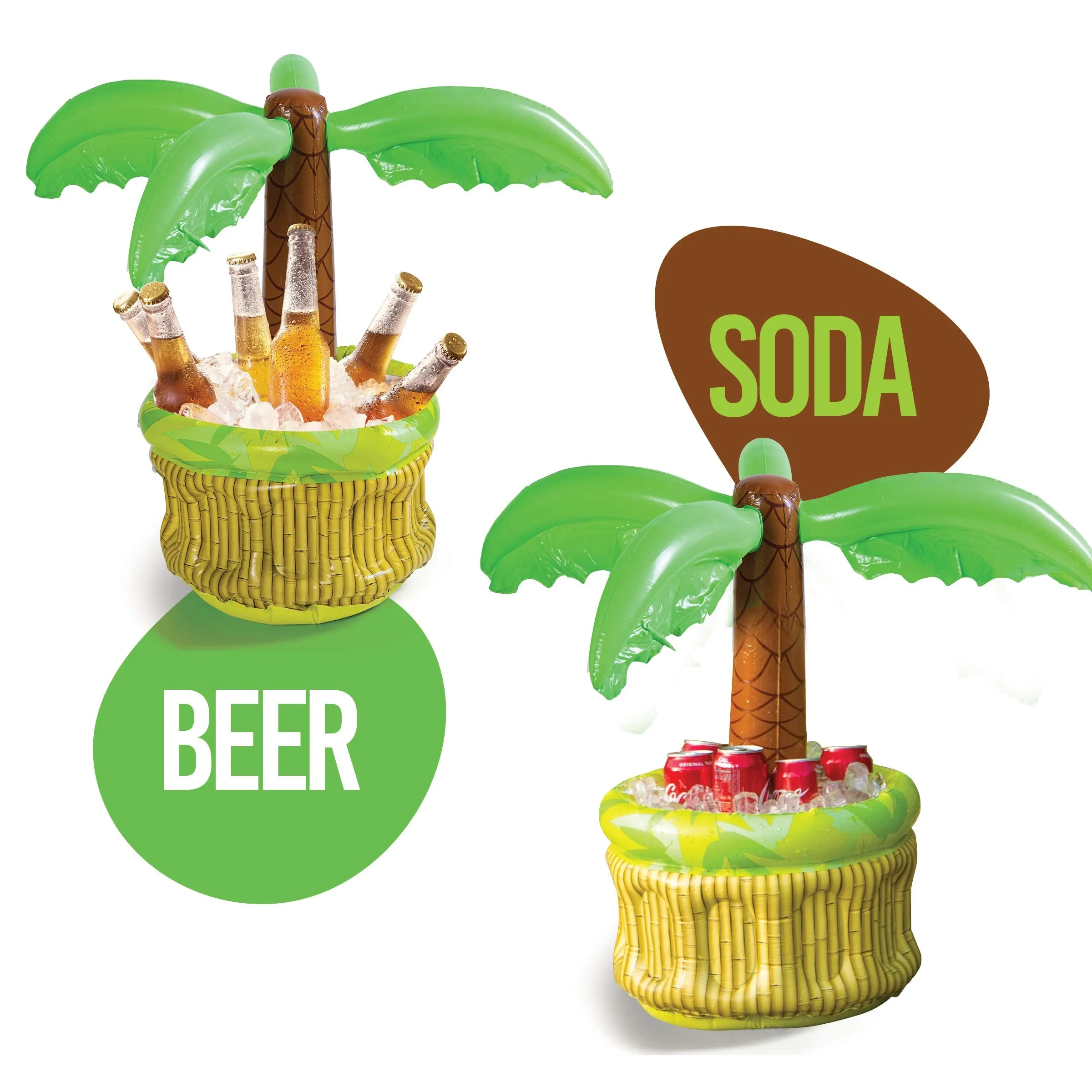 2 Pack Large 26" Inflatable Palmtree Cooler, Floating Drink Cooler for Parties, 2in1 Pool