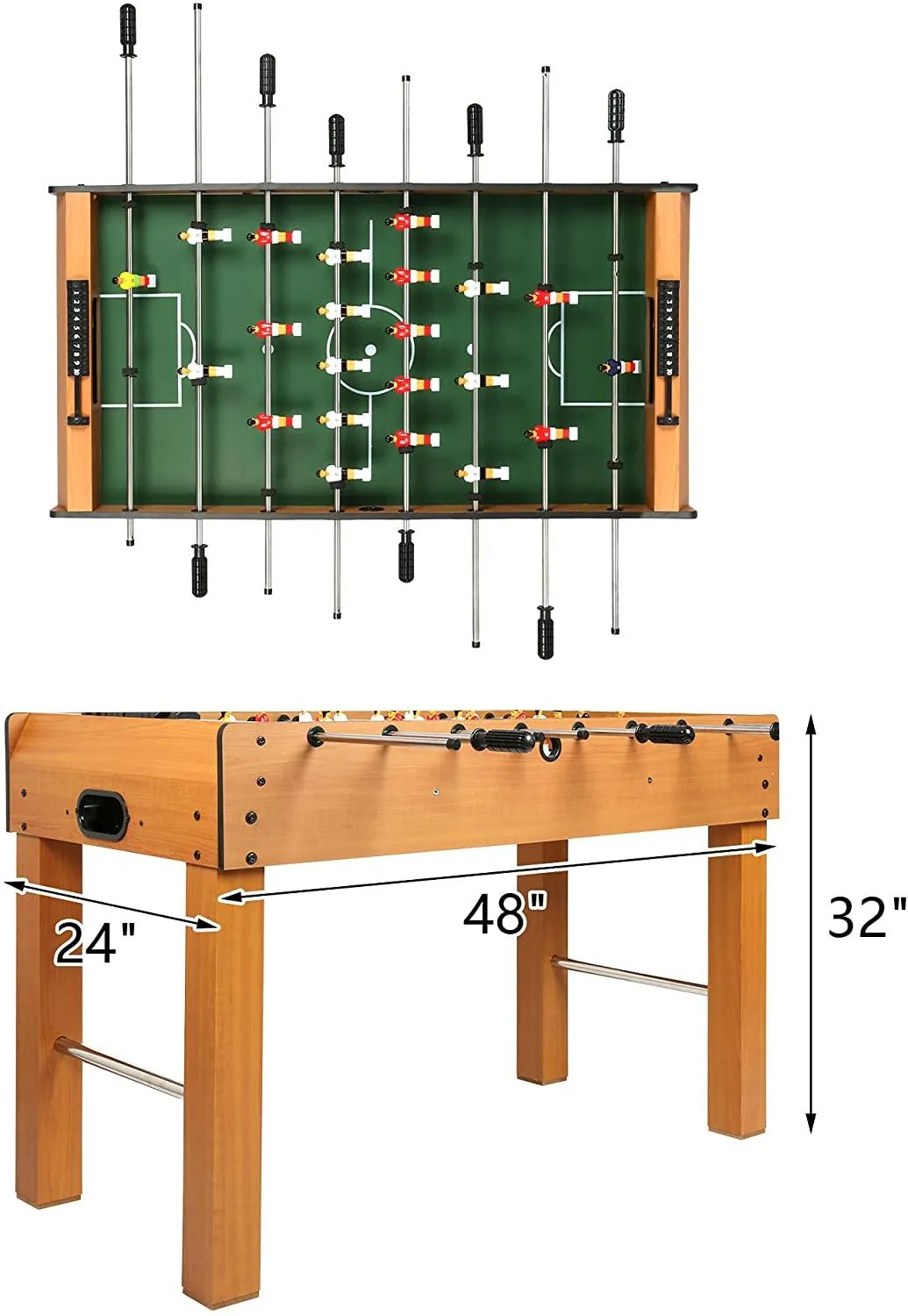 48" Foosball Game Table, Arcade Table Soccer w/ 2 Balls