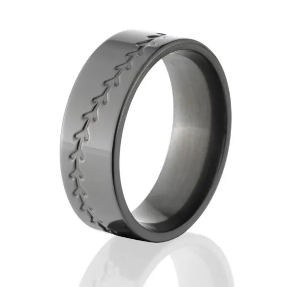 8mm Black Baseball Ring - Men's Rings