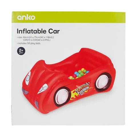 Anko Red Inflatable Car with 50 Playballs/Suitable for Ages 2  Years