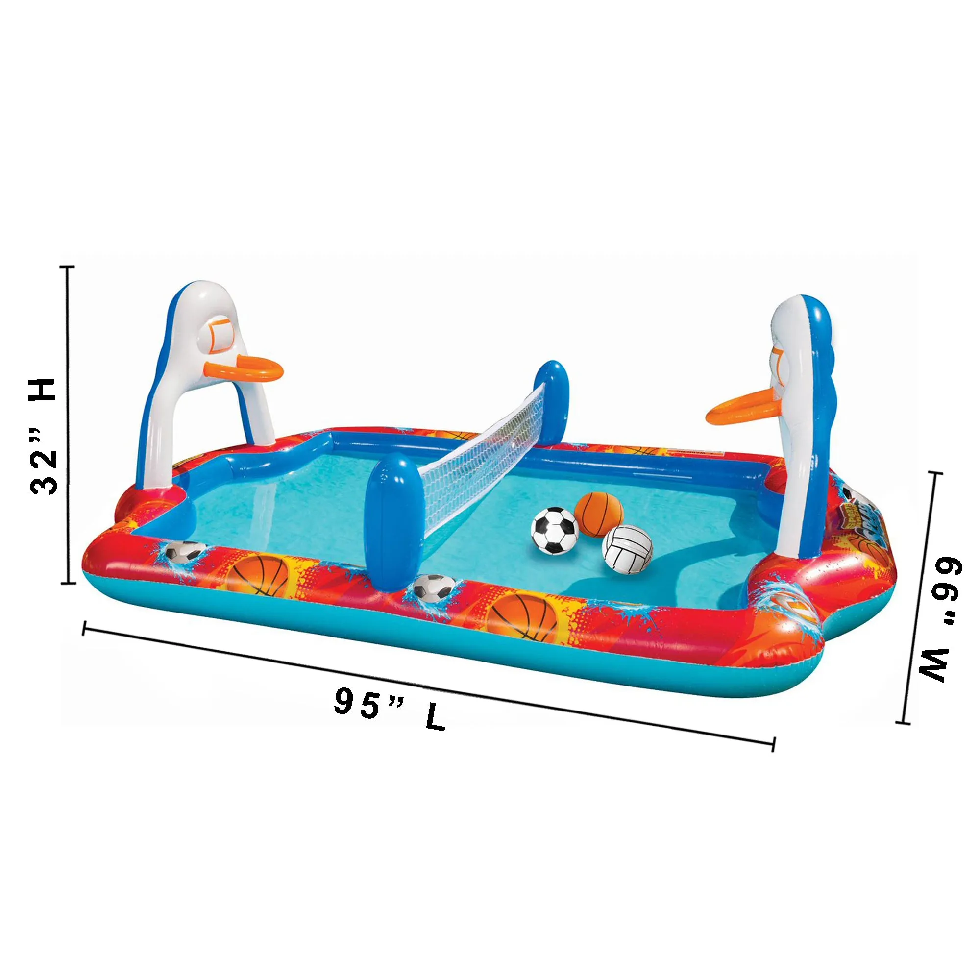 Banzai Outdoor Inflatable Sports Arena 4 In 1 Play Center Water Pool, Ages 3 