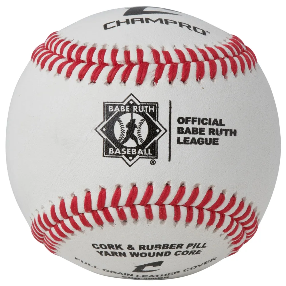 Champro Official Babe Ruth League - Full Grain Leather Cover Baseball Dozen