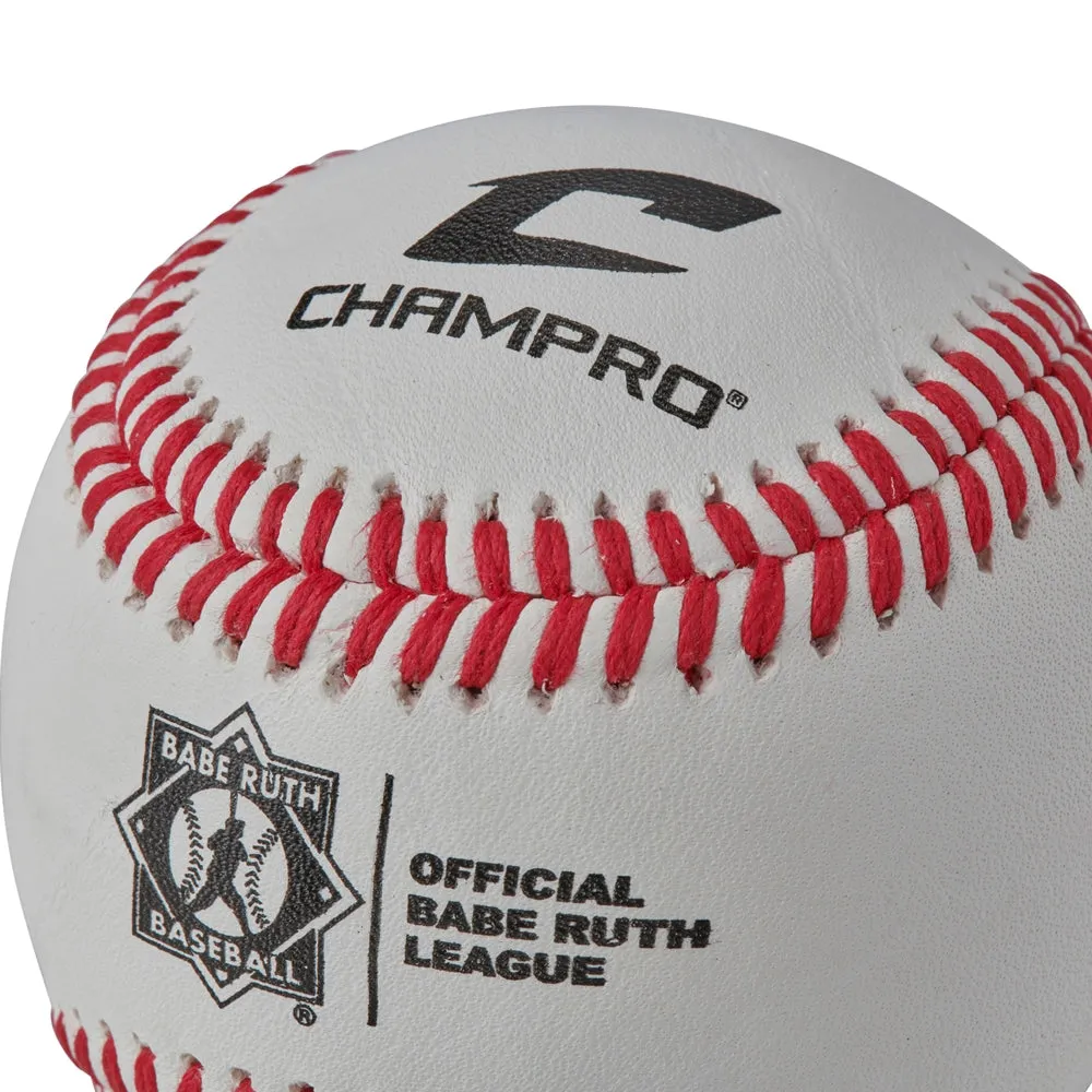 Champro Official Babe Ruth League - Full Grain Leather Cover Baseball Dozen