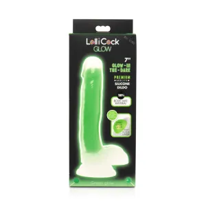 Curve Toys Lollicock 7' Glow In The Dark Silicone Dildo w/Balls - Green