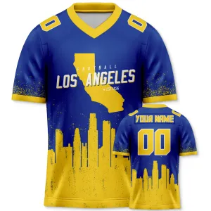 Custom Football Jersey Los Angeles Rams City Map Graffiti Shirt Unisex Personalized Name and Number for Men Women Youth Football Fans Gift