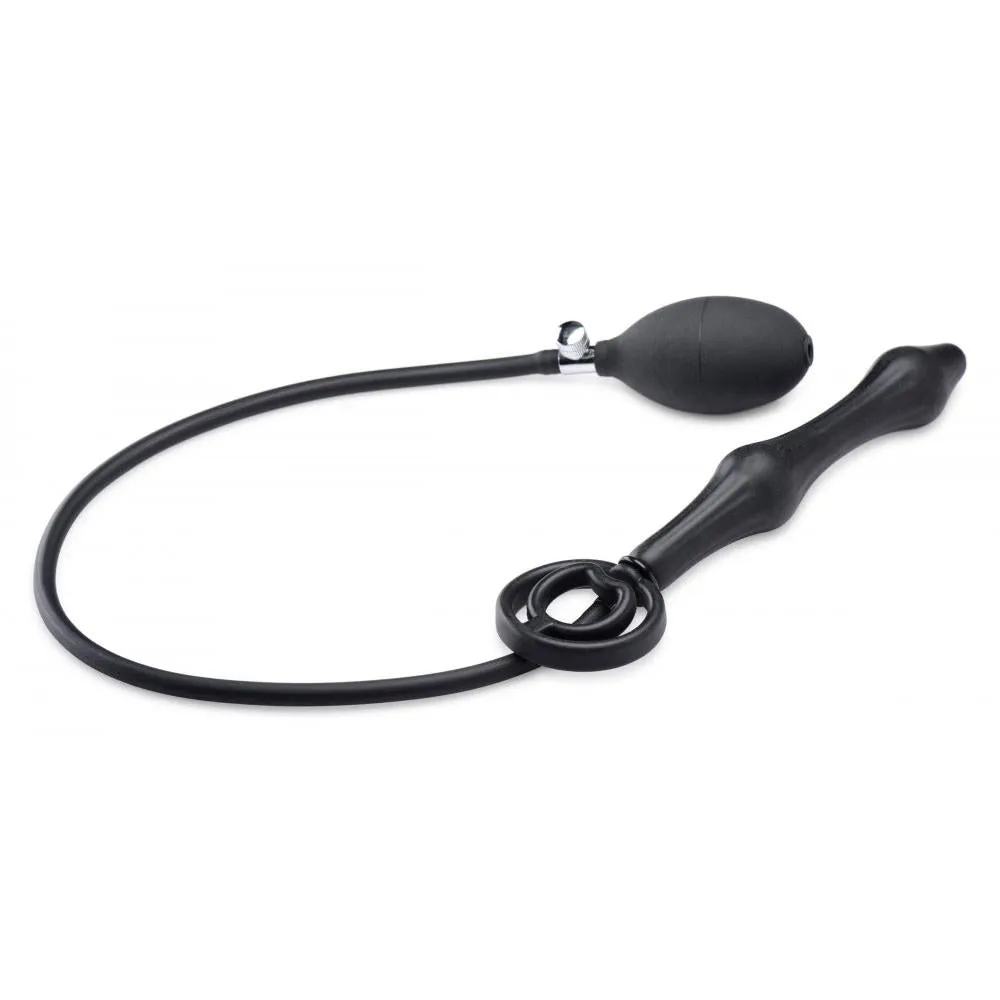 Devils Rattle Inflatable Silicone Anal Plug with Cock and Ball Ring