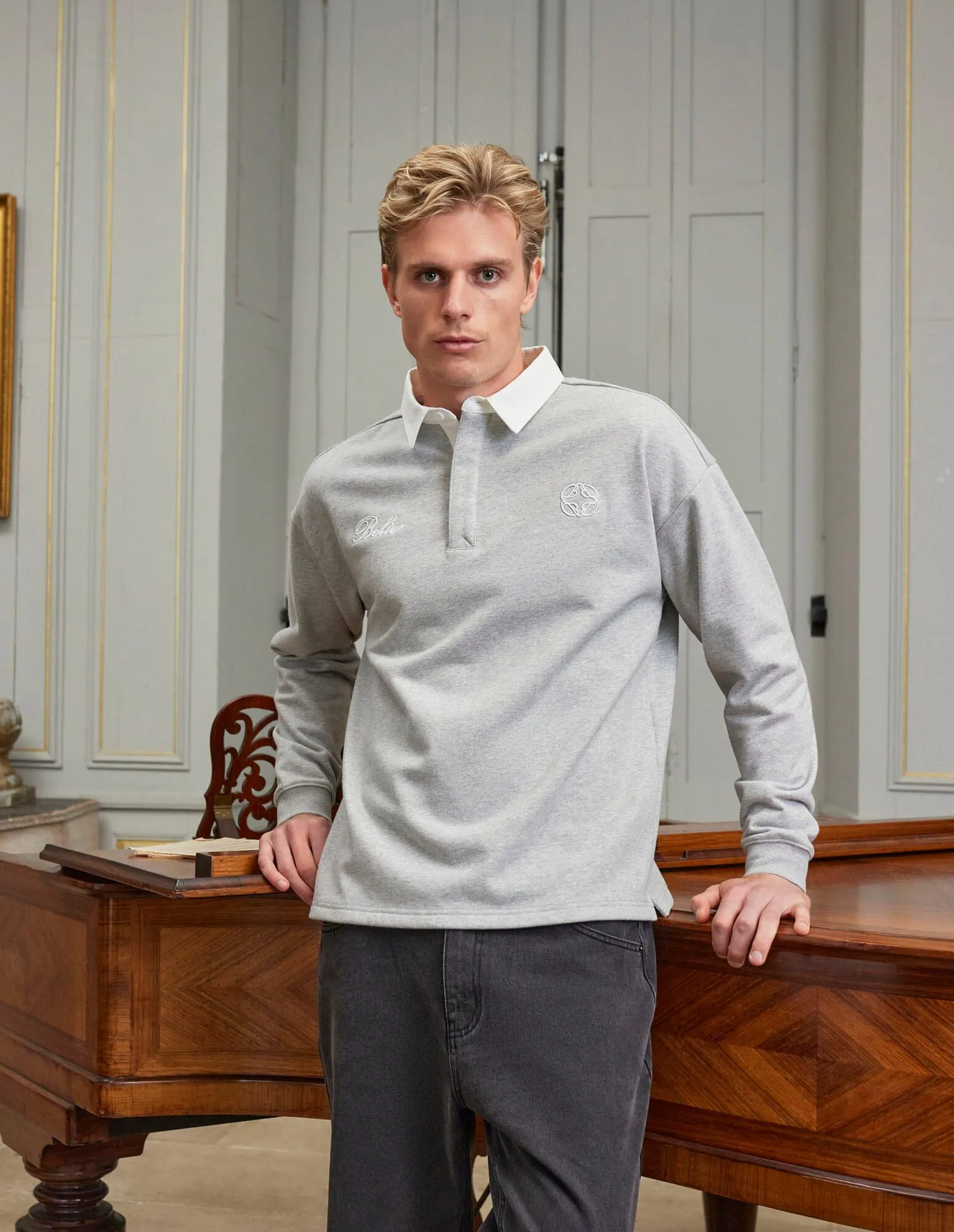 Grey Marl Rugby Sweatshirt