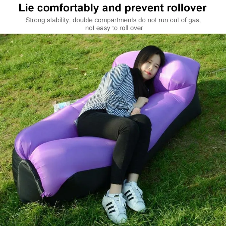 Inflatable Sofa Bed for Camping, Fishing, and Beach, Color-Blocking Pillow Style, Tear-Proof, 94.5 x 21.7 inches (Orange   Black)