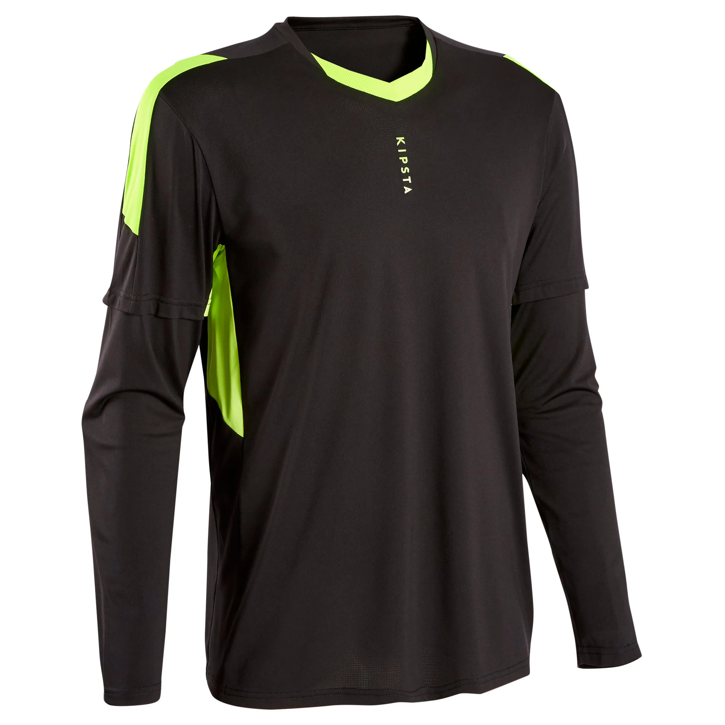 Kipsta F500 adult goalkeeper T-shirt, black/neon yellow