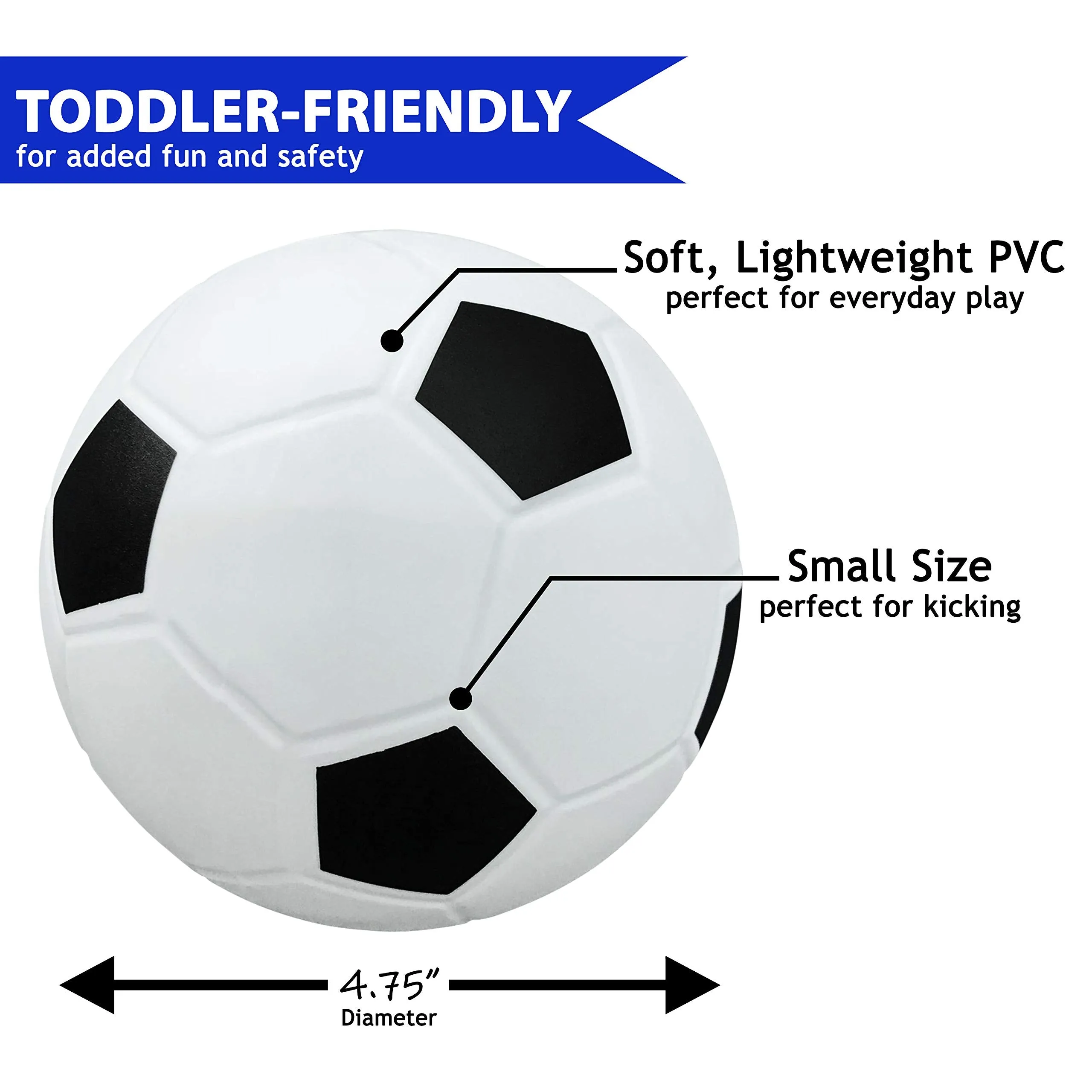 Mini Soft Toddler Soccer Ball, 3 Pack | 4 3/4" Mini Soccer Balls for Toddlers & Babies