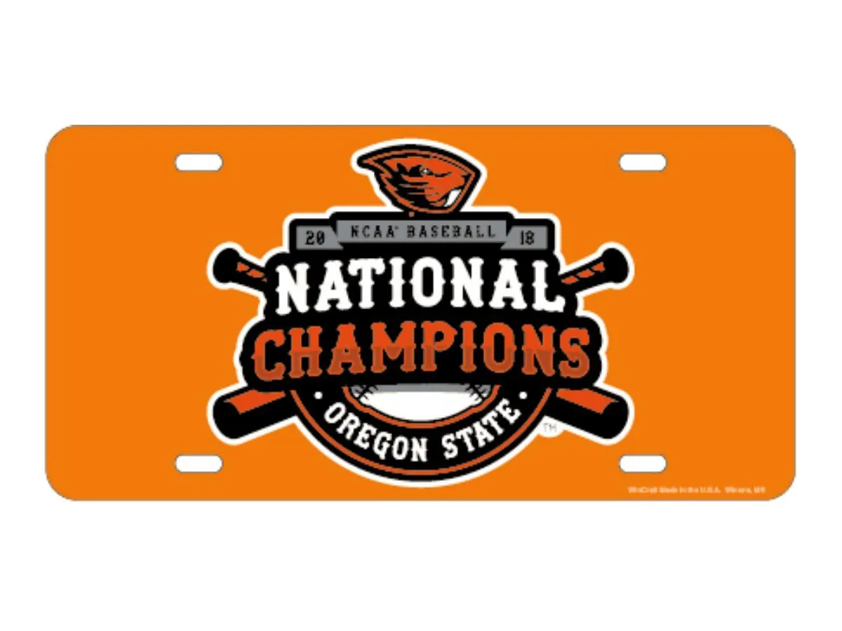 Oregon State Beavers 2018 CWS Champions Acrylic Mirror License Plate Cover