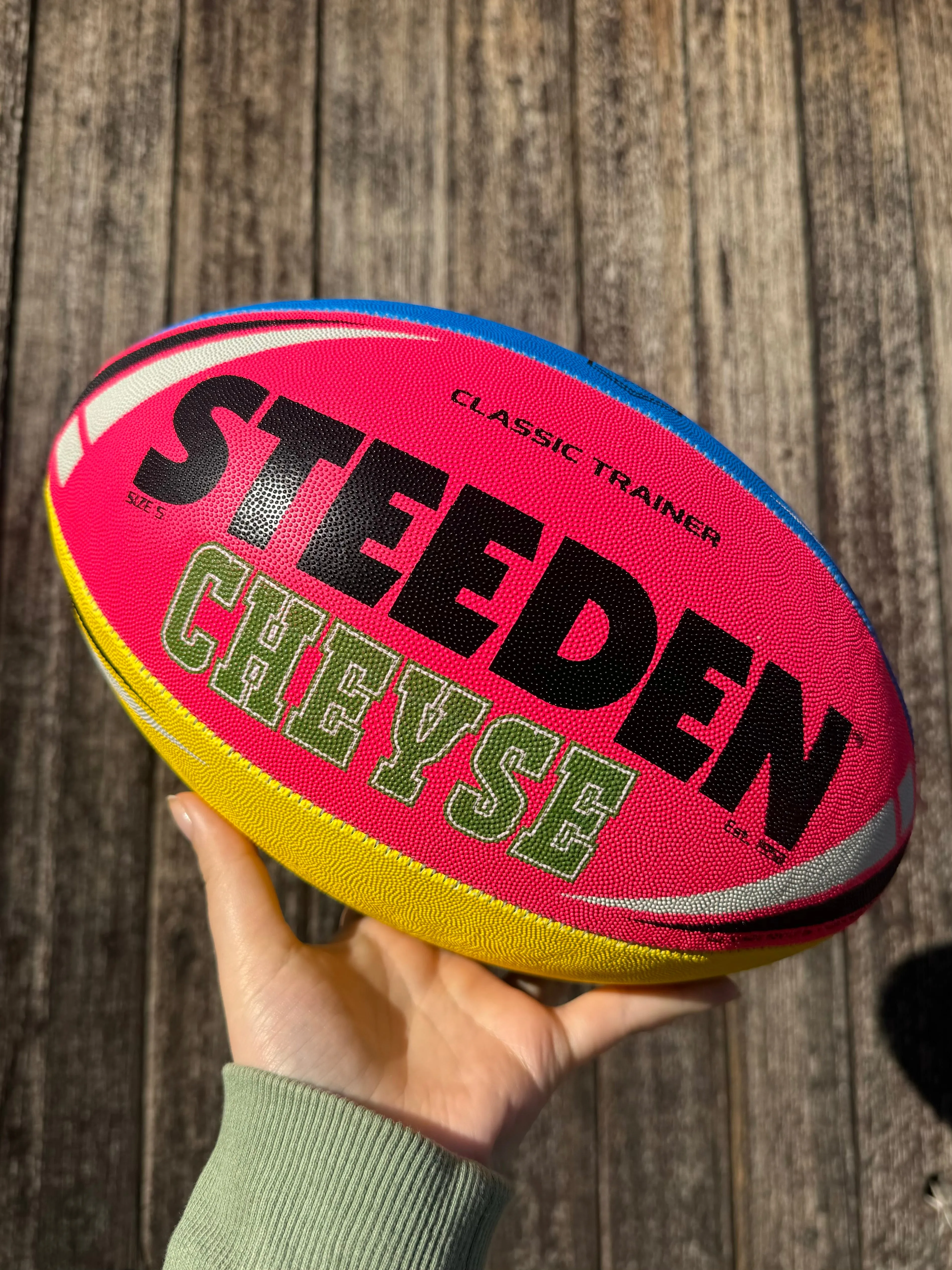 Personalised Multi Colour Steeden Rugby League Ball (Size 5, Mini)