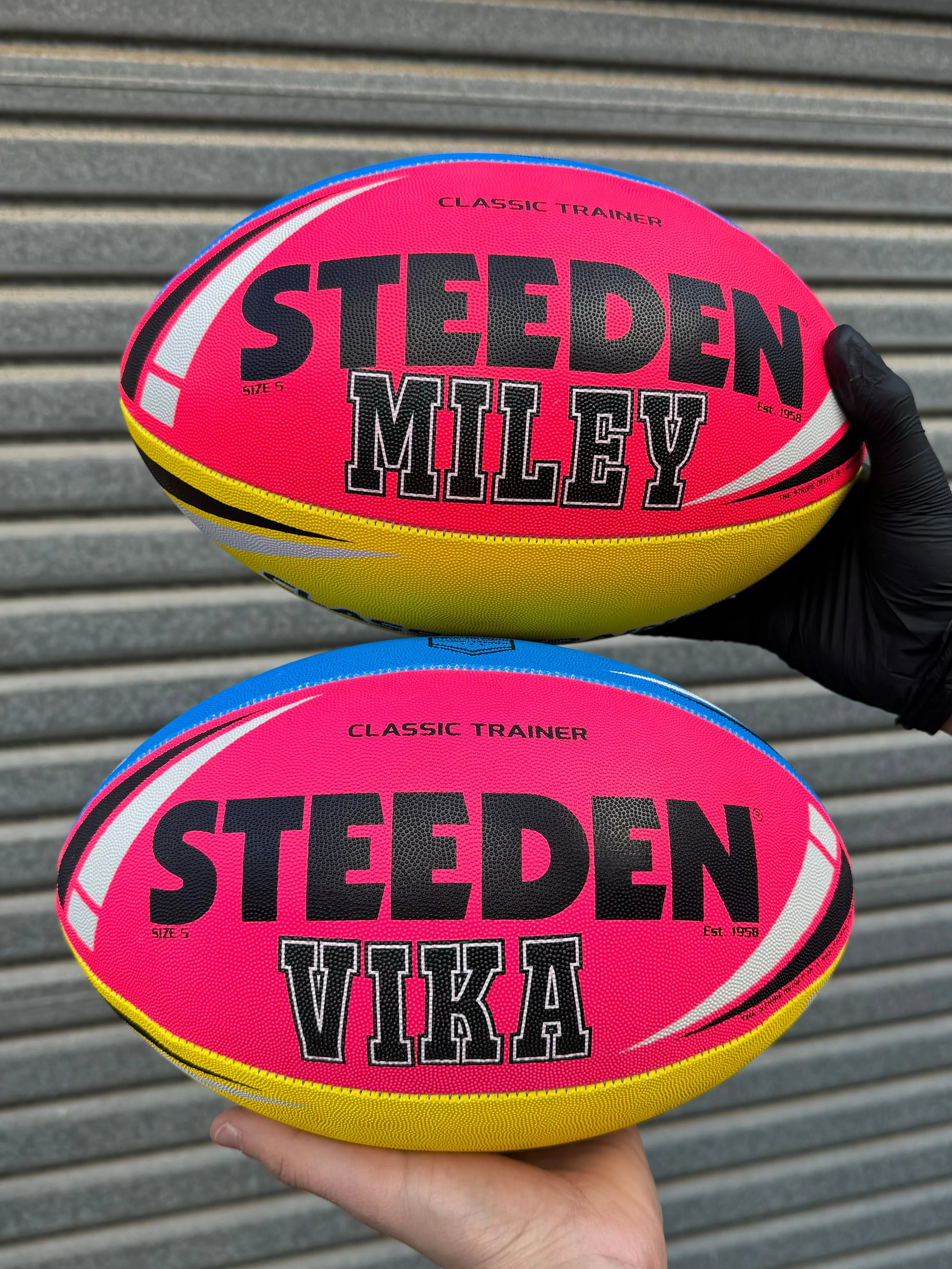 Personalised Multi Colour Steeden Rugby League Ball (Size 5, Mini)