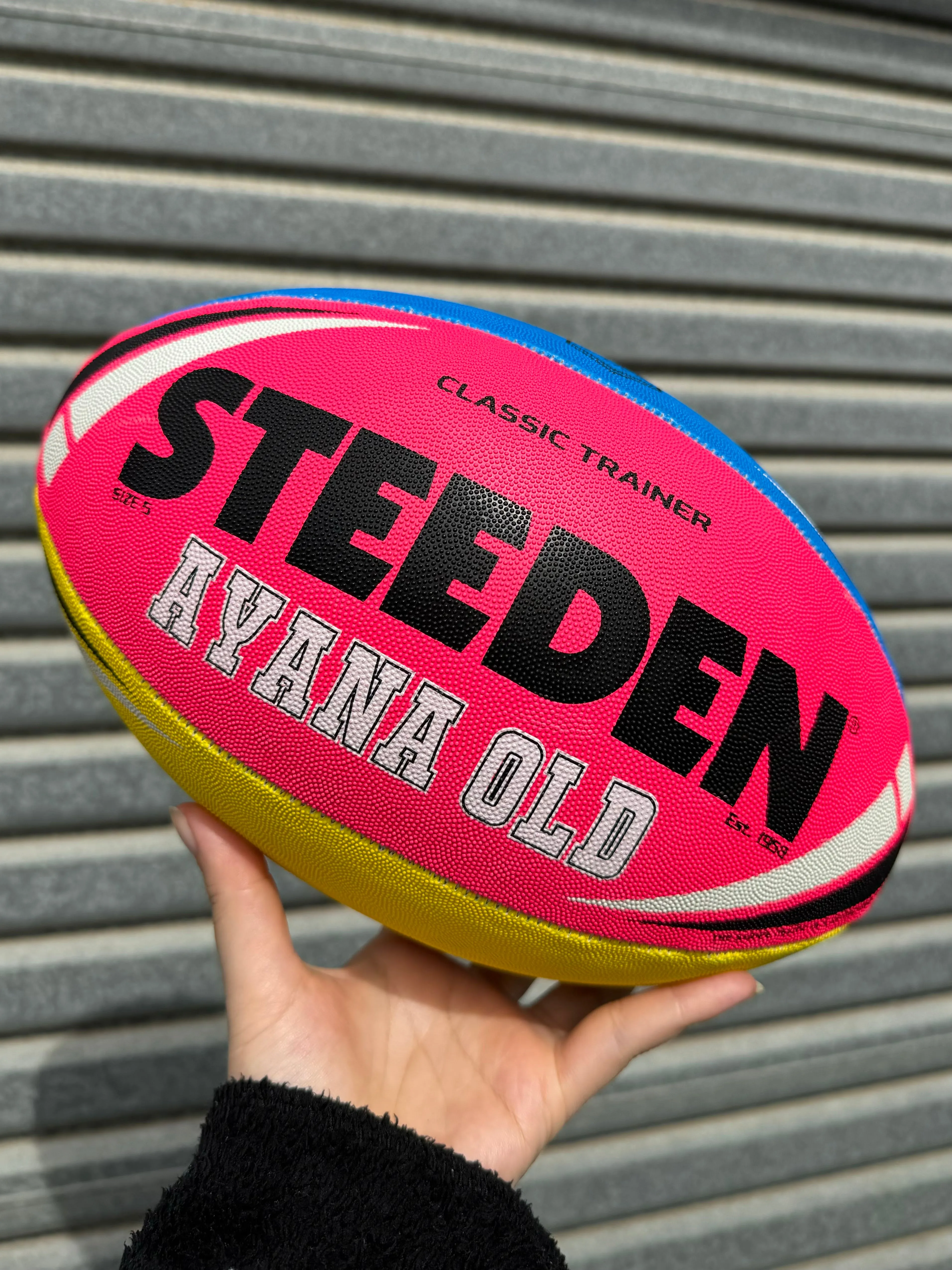 Personalised Multi Colour Steeden Rugby League Ball (Size 5, Mini)