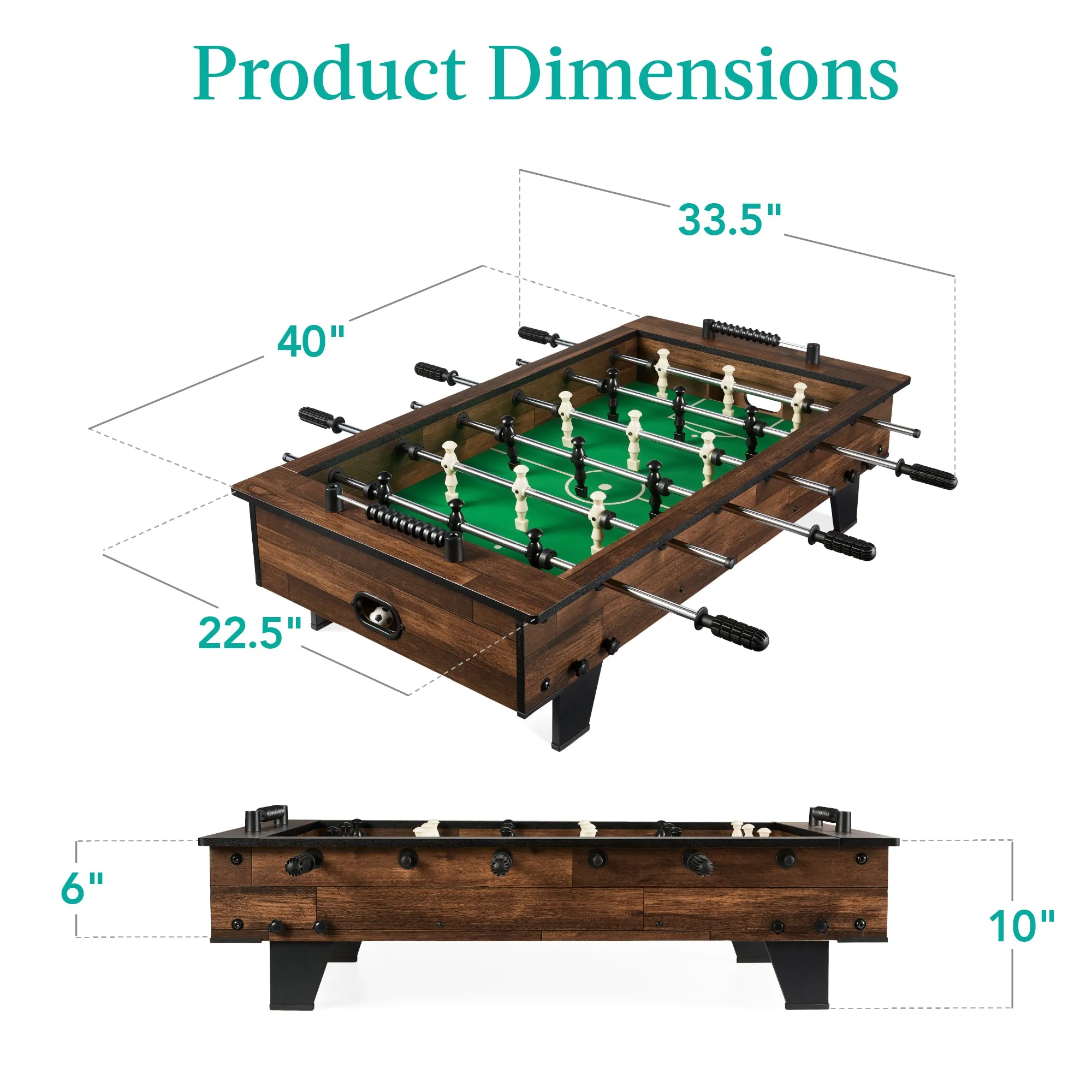 Tabletop Foosball Table, Arcade Table Soccer w/ 2 Balls - 40in