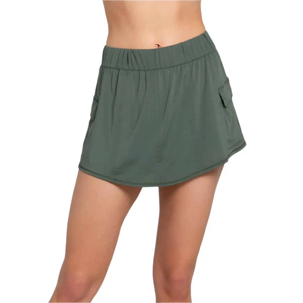 Women`s High Waist Cargo Pocket Tennis Skort Nori